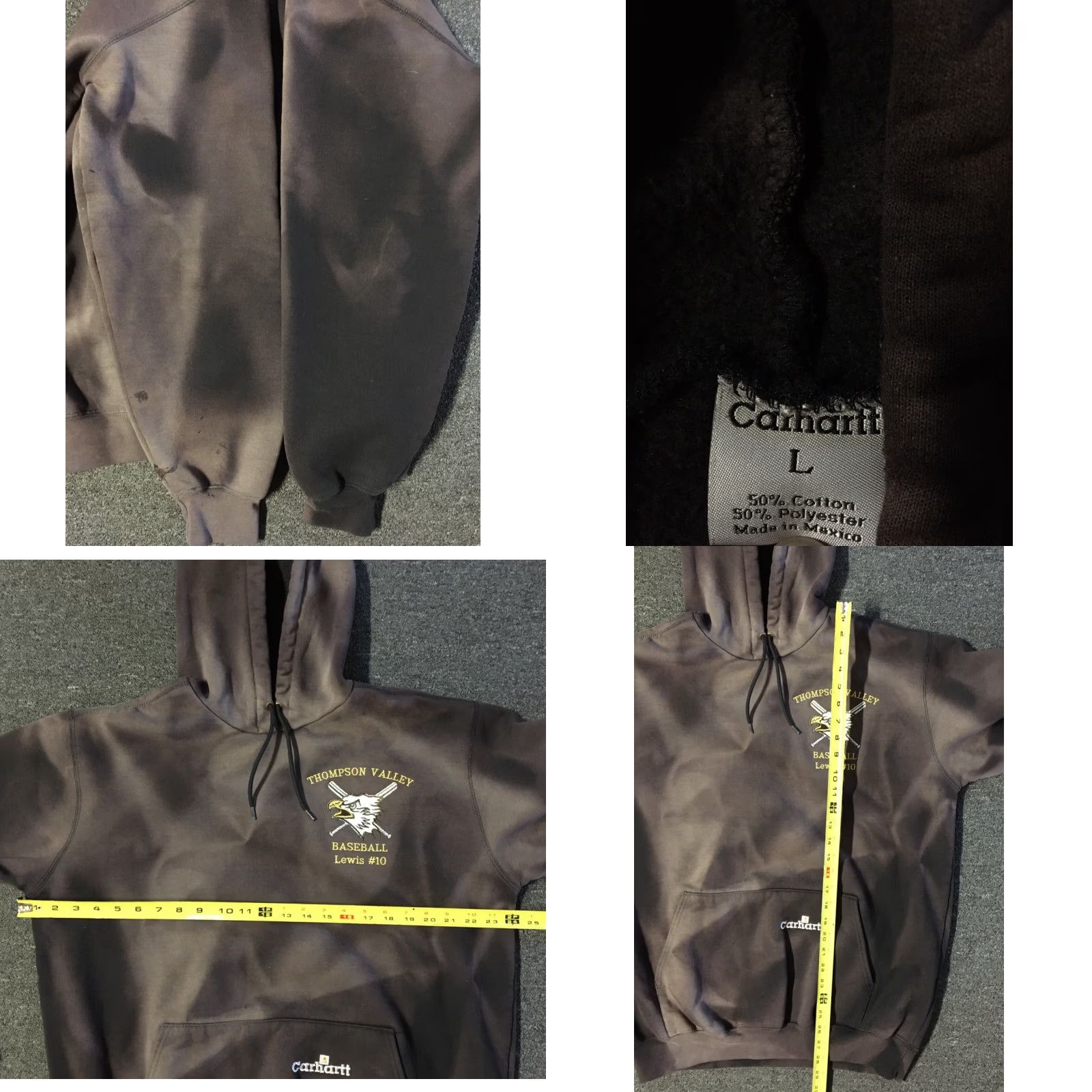 Carhartt VINTAGE Carhartt Baseball Hoodie Mens L Black Distressed 90s Punk Grunge Biker Surf Skate Size US L / EU 52-54 / 3 - 8 Thumbnail