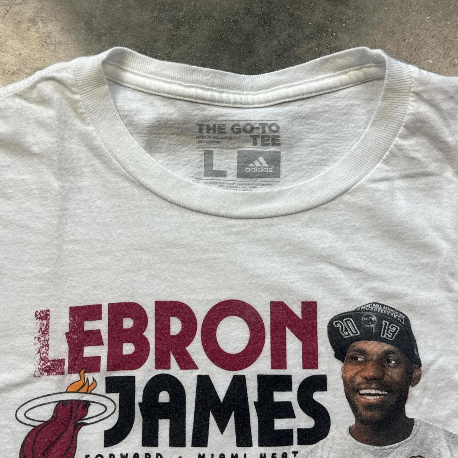 NBA Miami Heat LeBron James 2013 NBA Finals White T-shirt Size US L / EU 52-54 / 3 - 4 Thumbnail