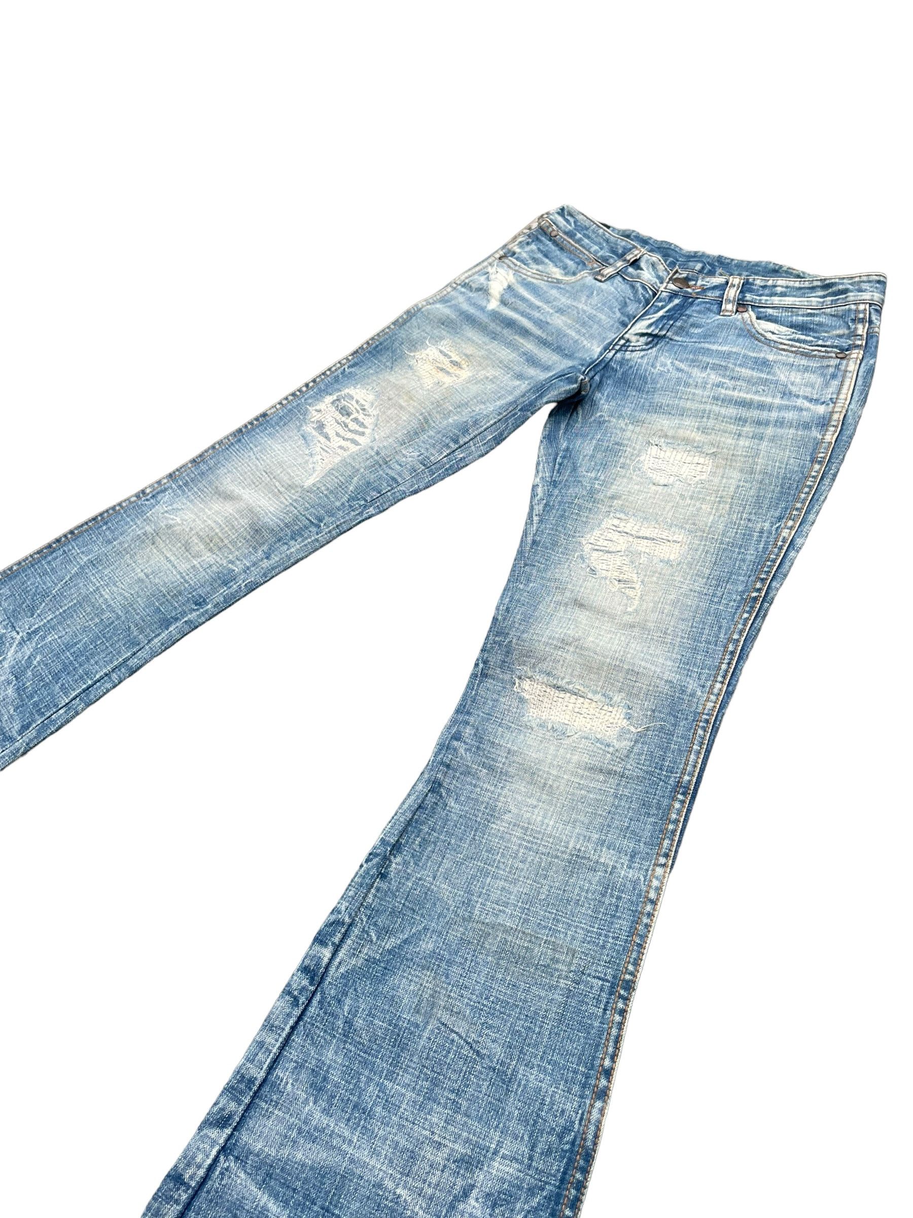 Japanese Brand Flare 5pm Distresed Denim Size 29" - 2 Thumbnail