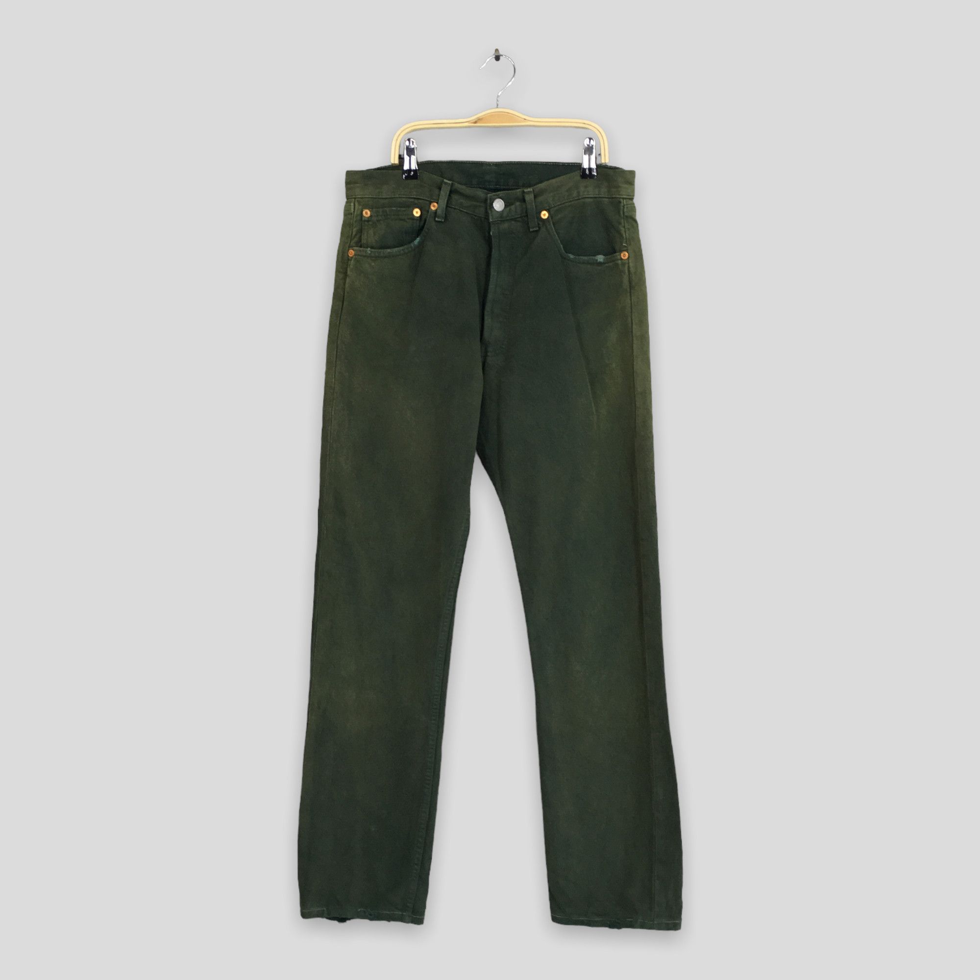 Levi's Size 30x30 Vintage 90s Levi's 501 Green Olive Jeans S1816 Size US 30 / EU 46 - 1 Thumbnail
