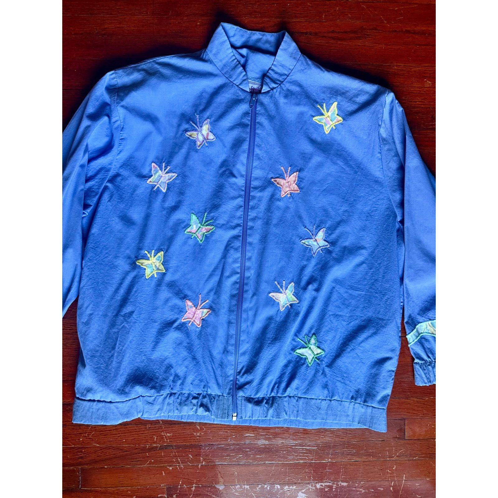 Vintage Vintage 90s Periwinkle Blue Butterfly Windbreaker Jacket Med Size M / US 6-8 / IT 42-44 - 3 Thumbnail