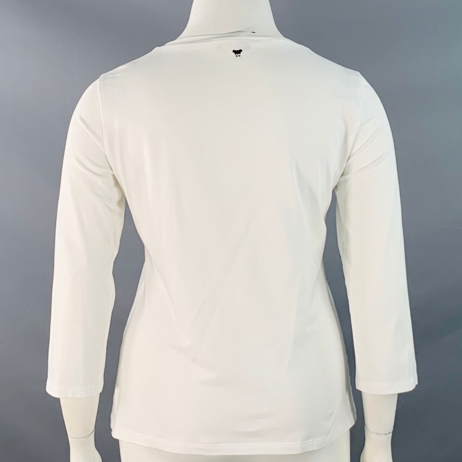 Max Mara L White Cotton Jersey 3/4 Sleeves Crew Neck Pullover Size L / US 10 / IT 46 - 3 Thumbnail