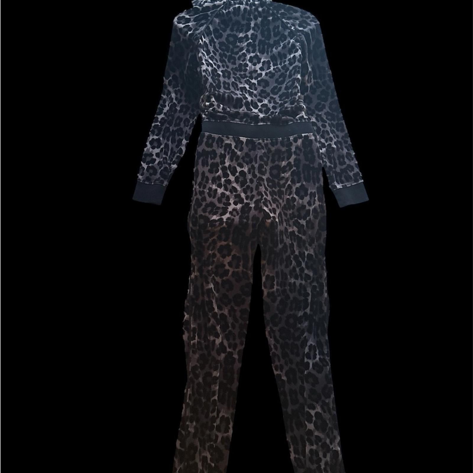 Juicy Couture Jeans Y2K vintage juicy couture black leopard jumpsuit velour M Size 32" / US 10 / IT 46 - 3 Thumbnail