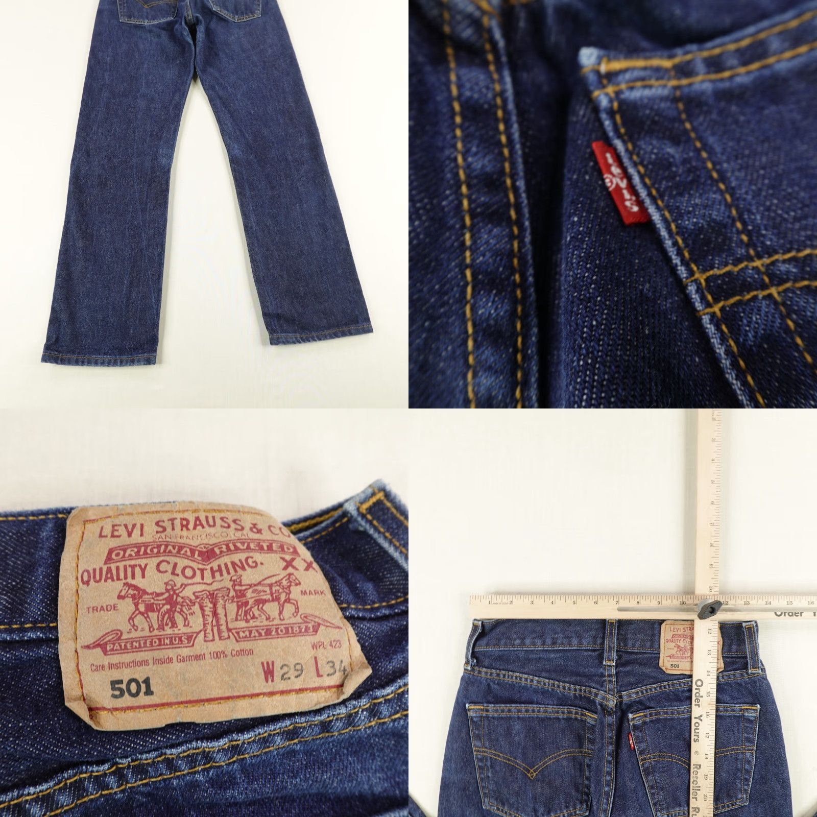 Levi's VINTAGE Levi's 501 Jeans Men 29x34 Blue Dark Wash Button Fly Denim Straight 1980s Mens Jeans Size US 28 / EU 44 - 8 Thumbnail