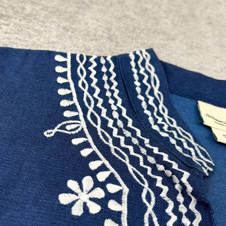 Vintage The Vermont Country Store Blue Tunic Top Womens Large Casual Peasant Blouse Size L / US 10 / IT 46 - 3 Thumbnail