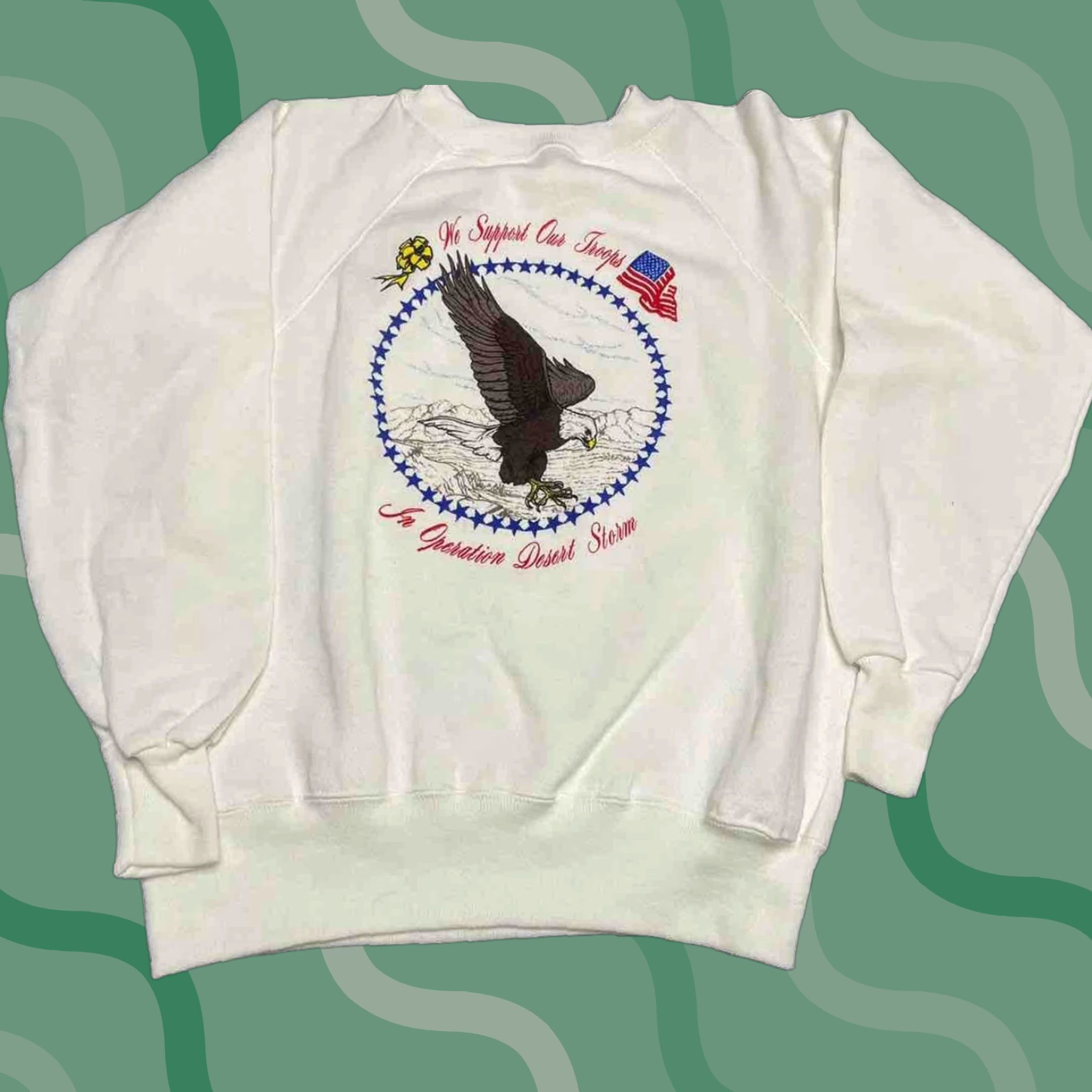 Hanes VINTAGE Hanes Sweatshirt Crewneck M 90s Desert Storm Graphic Print White Mens Size US M / EU 48-50 / 2 - 1 Thumbnail