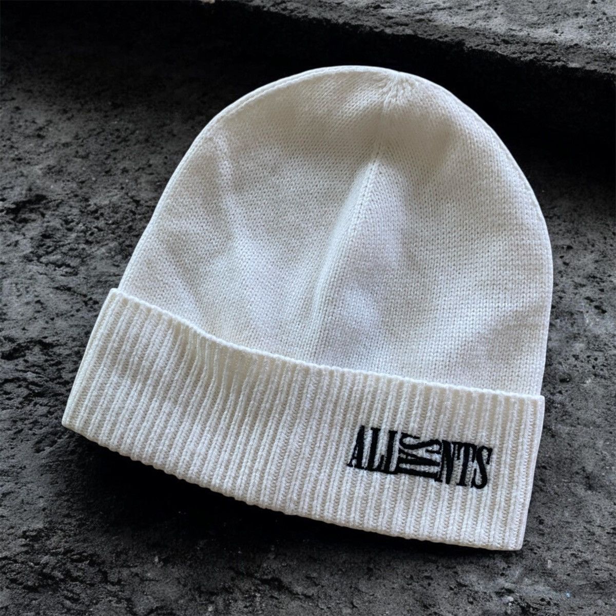 Allsaints AllSaint Oppose Logo Beanie White Wool blend Hat Size ONE SIZE - 1 Thumbnail