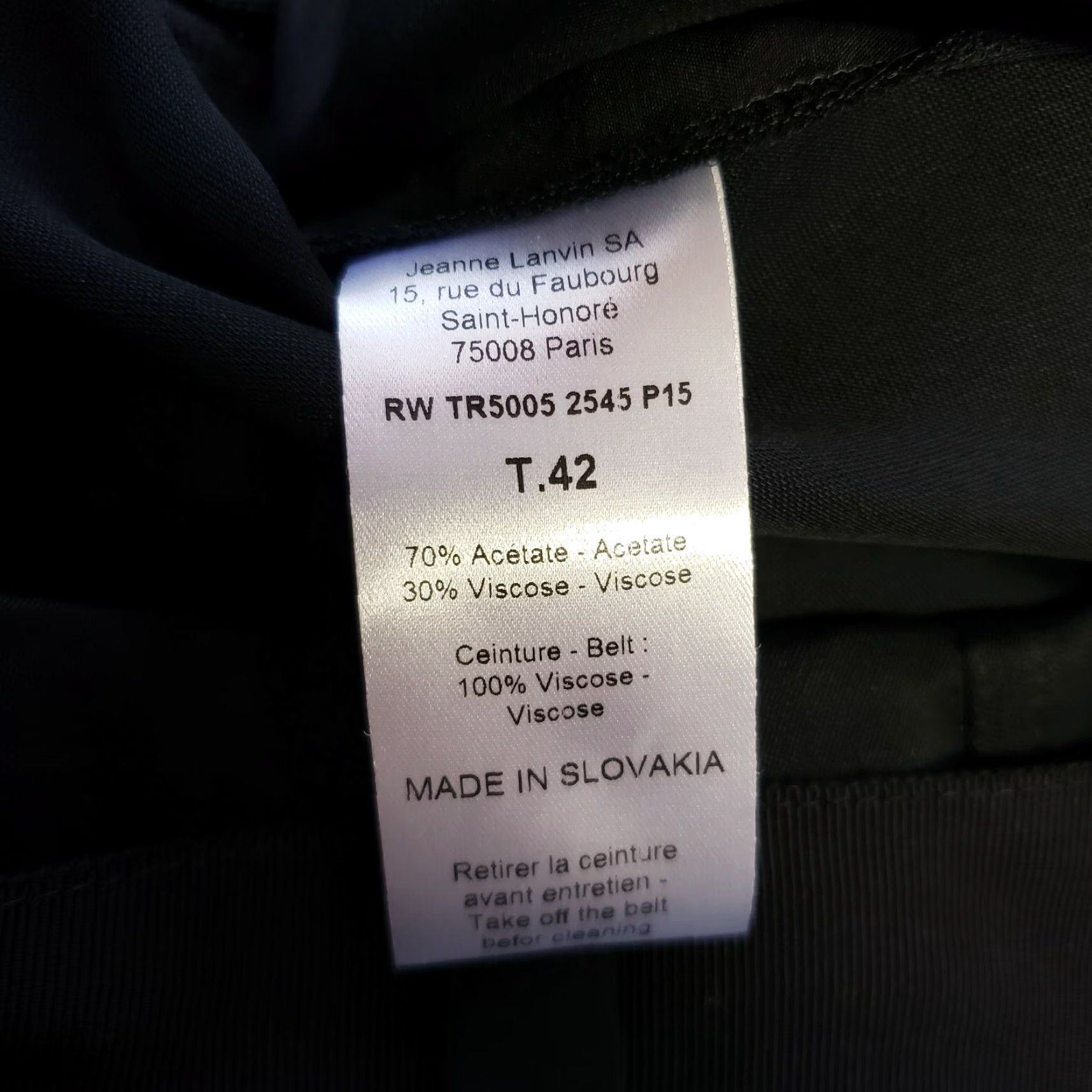 Lanvin Jeanne Lanvin Womens Pants Sz 42 US 12 Black Belted Tapered Leg Cropped Dress Pants Size 34" / US 12 / IT 48 - 6 Thumbnail