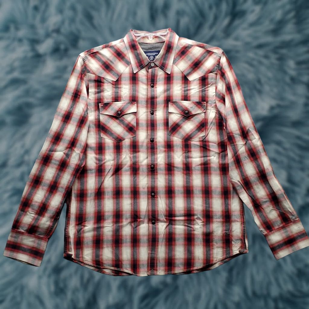 American Eagle Outfitters American Eagle Outfitters Western Shirt Mens L Multi Plaid Pearl Snap Casual Shirt Size US L / EU 52-54 / 3 - 1 Thumbnail