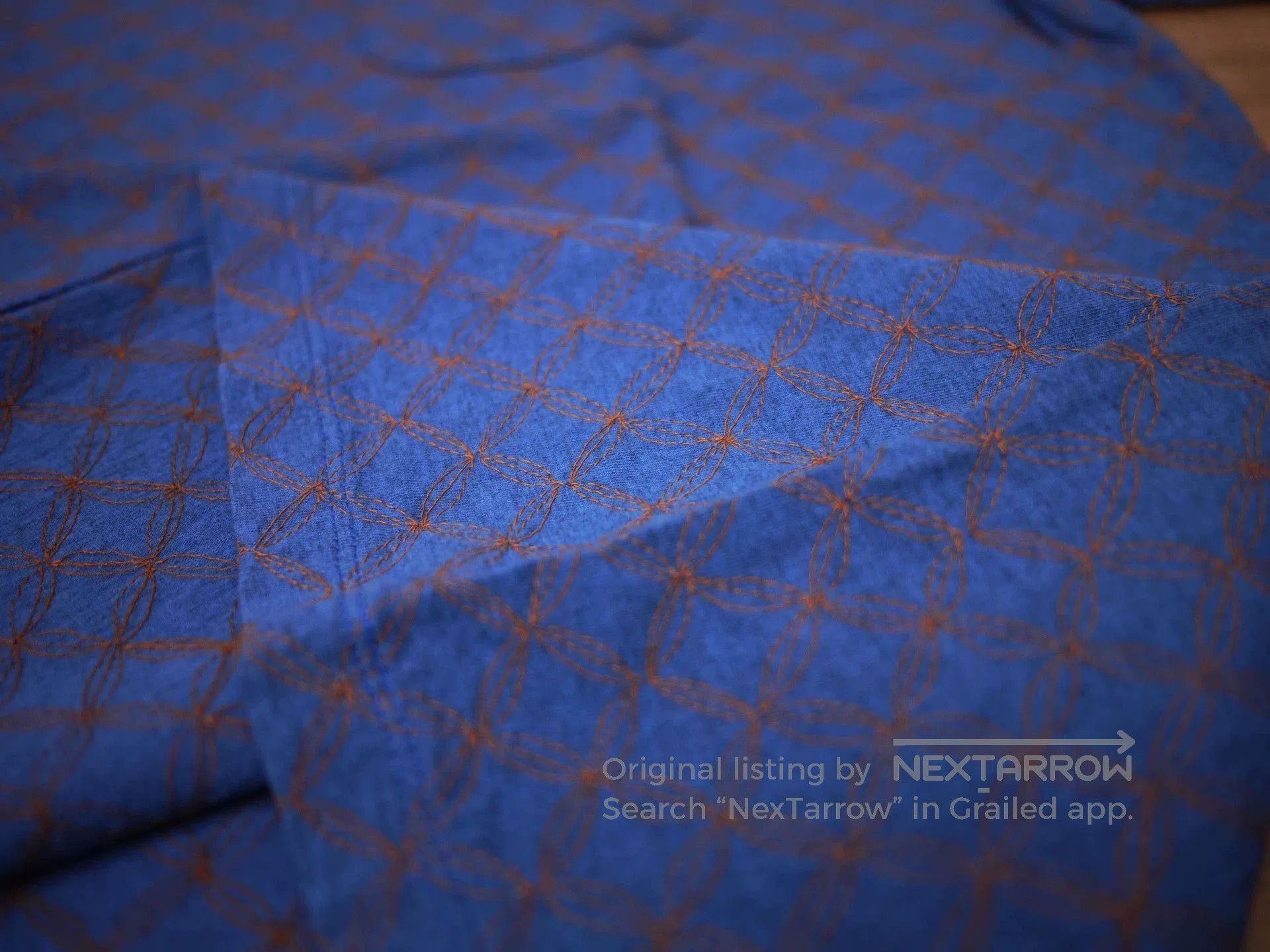 Visvim Blue Diamond Pattern Short Sleeve T-Shirt with Pocket. Size US S / EU 44-46 / 1 - 6 Thumbnail