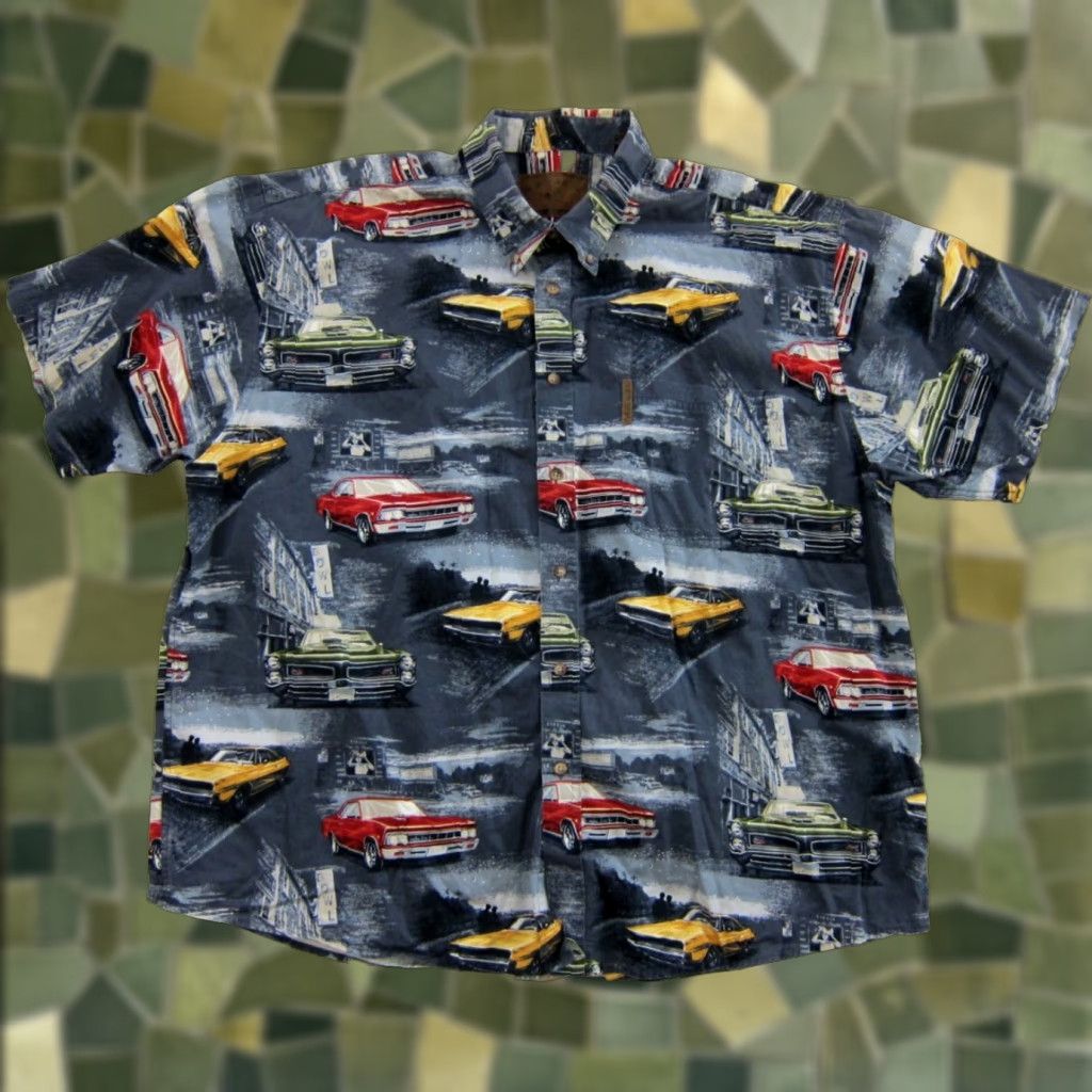 Vintage VINTAGE North River 100% Cotton Blue Red Car Short Sleeve Hawaiian Shirt XXL Size US XXL / EU 58 / 5 - 1 Thumbnail