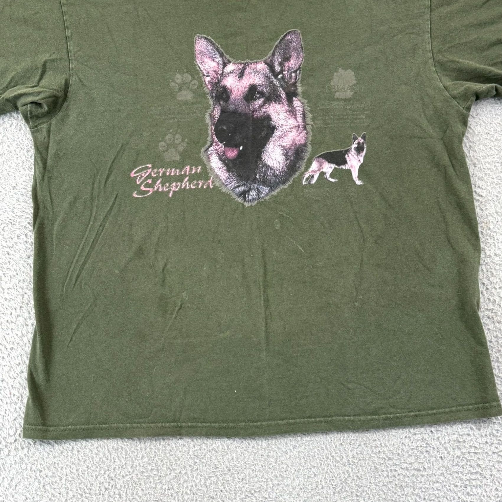 Anvil VINTAGE German Shepherd Shirt Mens XL Green Short Sleeve 90s Graphic Dog Casual Size US XL / EU 56 / 4 - 3 Thumbnail