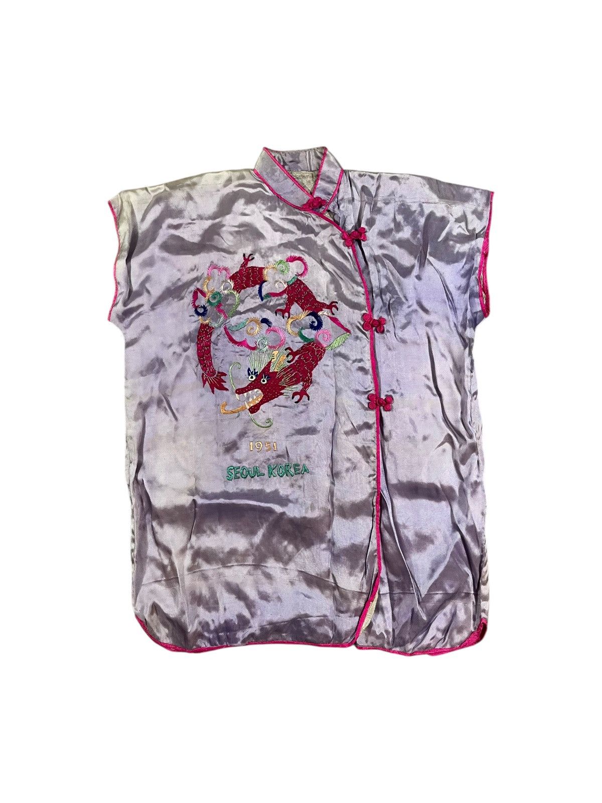 Vintage Vintage 50s Korea Souvenir Silk Shirt Embroidered Size L / US 10 / IT 46 - 1 Thumbnail