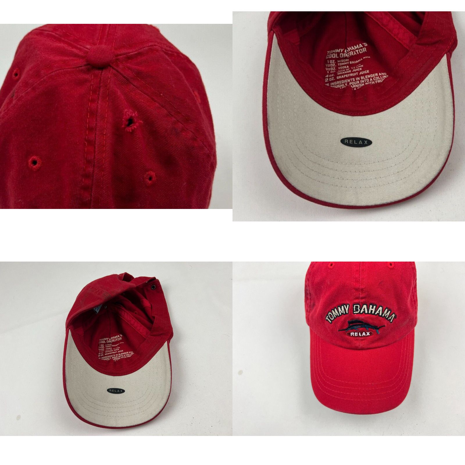 Tommy Bahama Tommy Bahama Hat Cap Strapback Red Adjustable Embroidered  Adult Mens Casual
