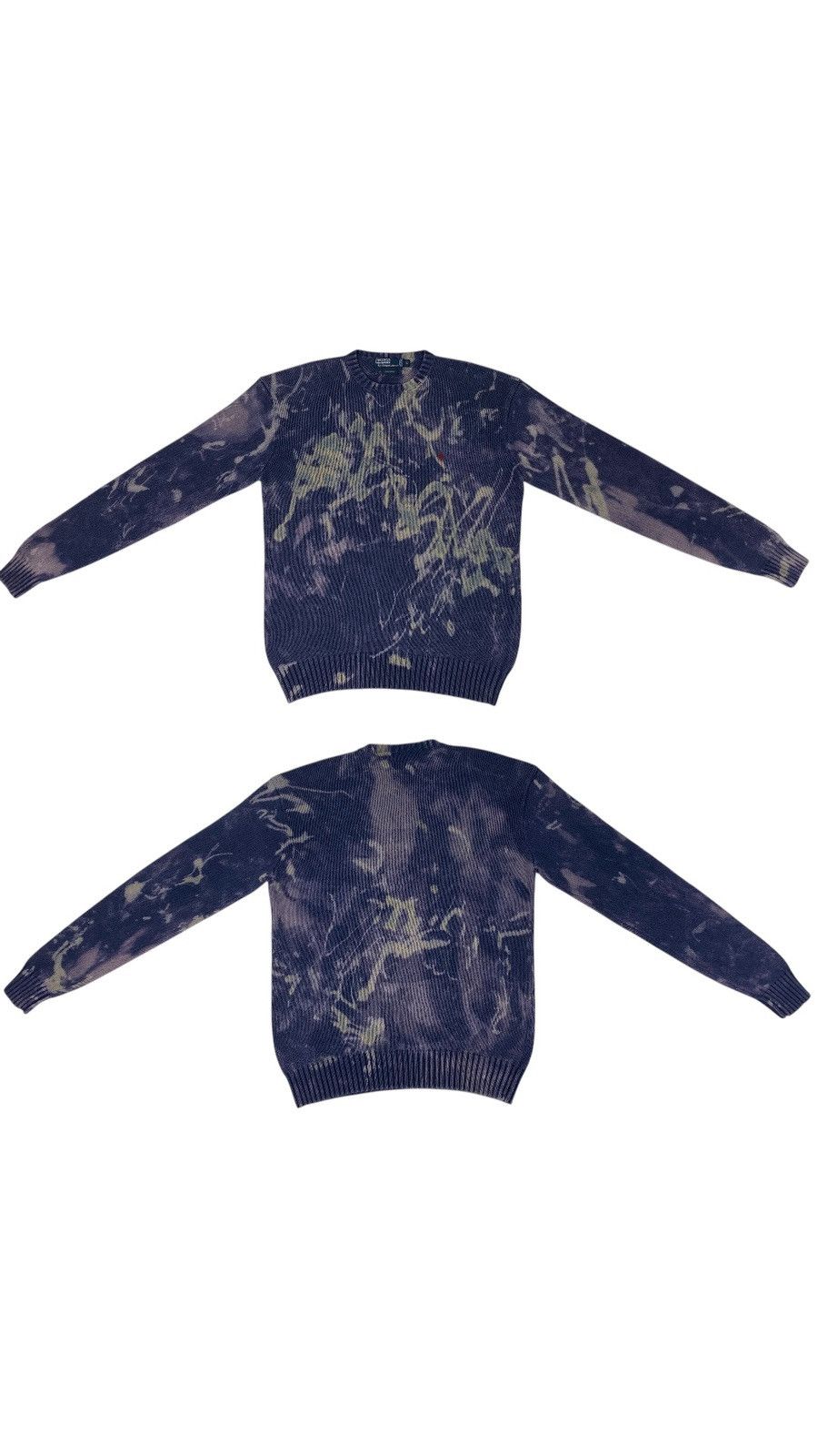 Polo Ralph Lauren × Vintage VTG Acid Dyed Blue Hong Kong Ralph Lauren Cable Knit Sweater Size US XL / EU 56 / 4 - 4 Thumbnail