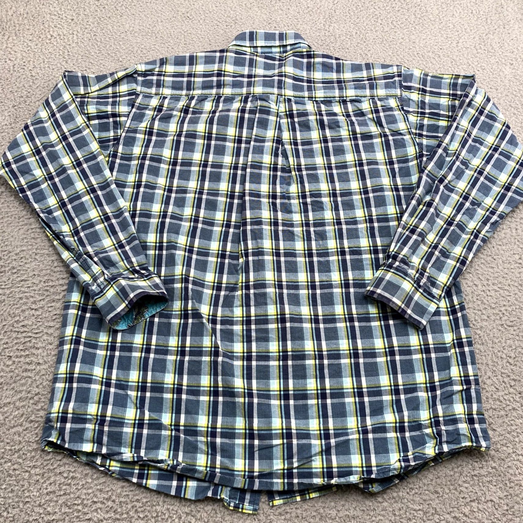 Vintage Cinch Shirt Mens Adult Medium Blue Yellow Button Up Cowboy Western Plaid Cotton Long Sleeve Collared Pocket Button-Down Size US M / EU 48-50 / 2 - 6 Thumbnail