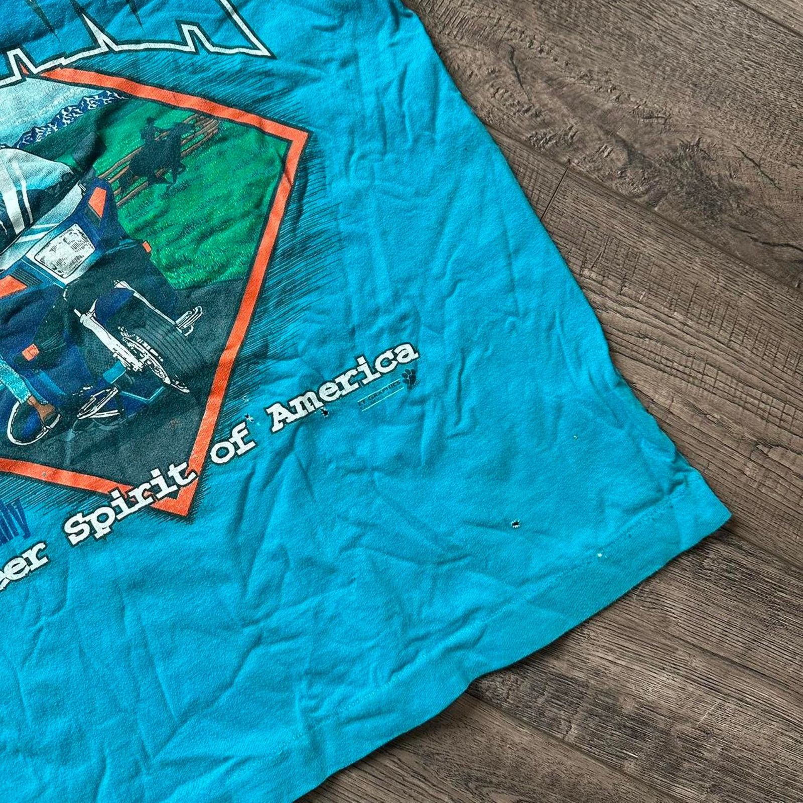 Vintage Vintage 90s Kalispell Montana Motorcycle Graphic Tee Shirt Size US L / EU 52-54 / 3 - 5 Thumbnail
