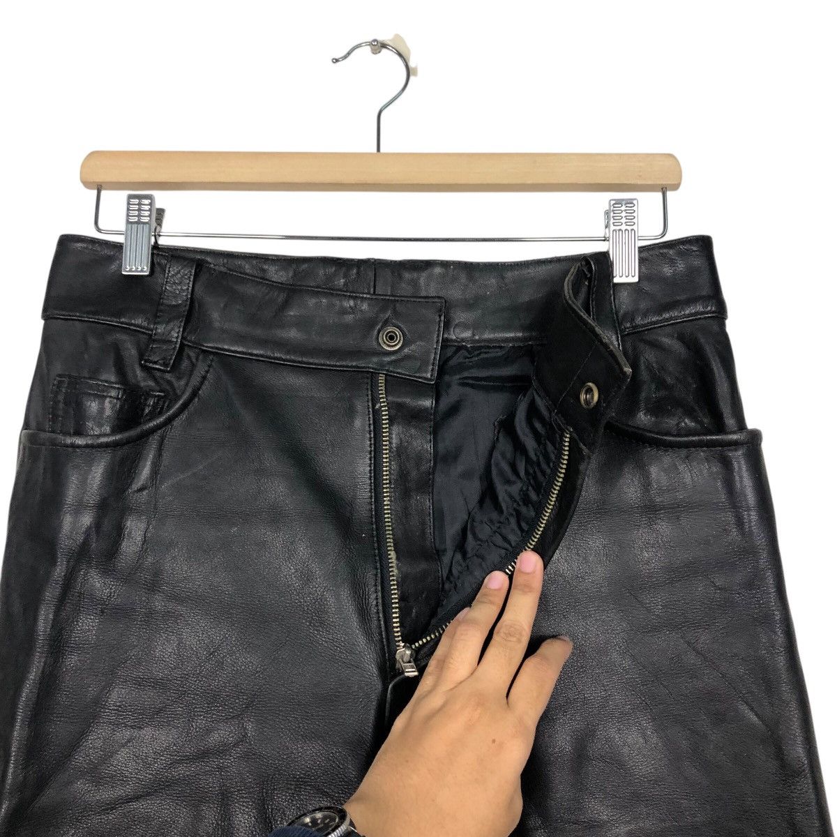 Vintage Vintage B’s Leather Black Genuine Leather Biker Pants Size US 30 / EU 46 - 14 Thumbnail