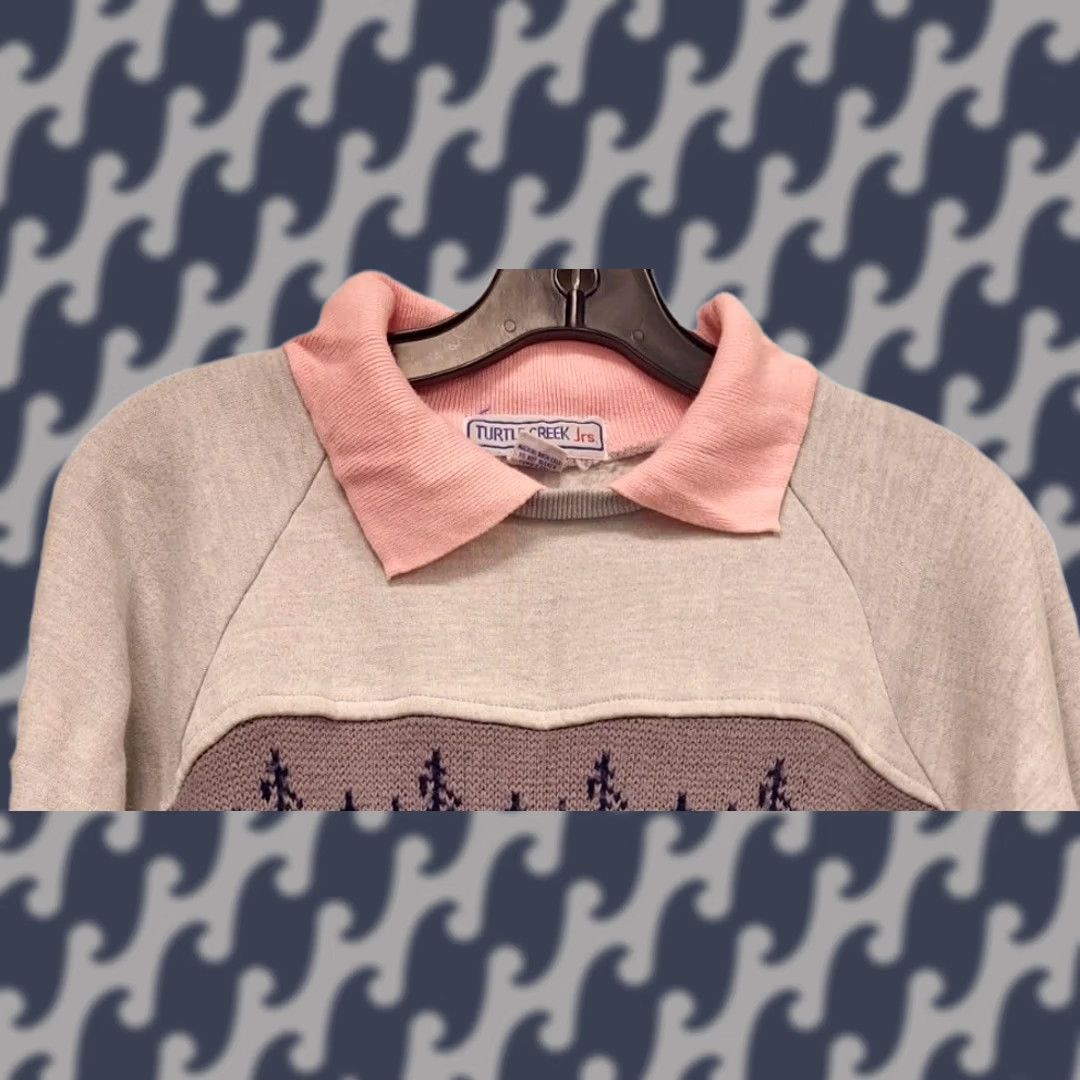 Vintage VINTAGE Turtle Creek Jrs Rabbit Knit Sweater Shirt Womens 80s 90s Gray M Pullover Knit Acrylic Long Sleeve Collared Size M / US 6-8 / IT 42-44 - 1 Thumbnail