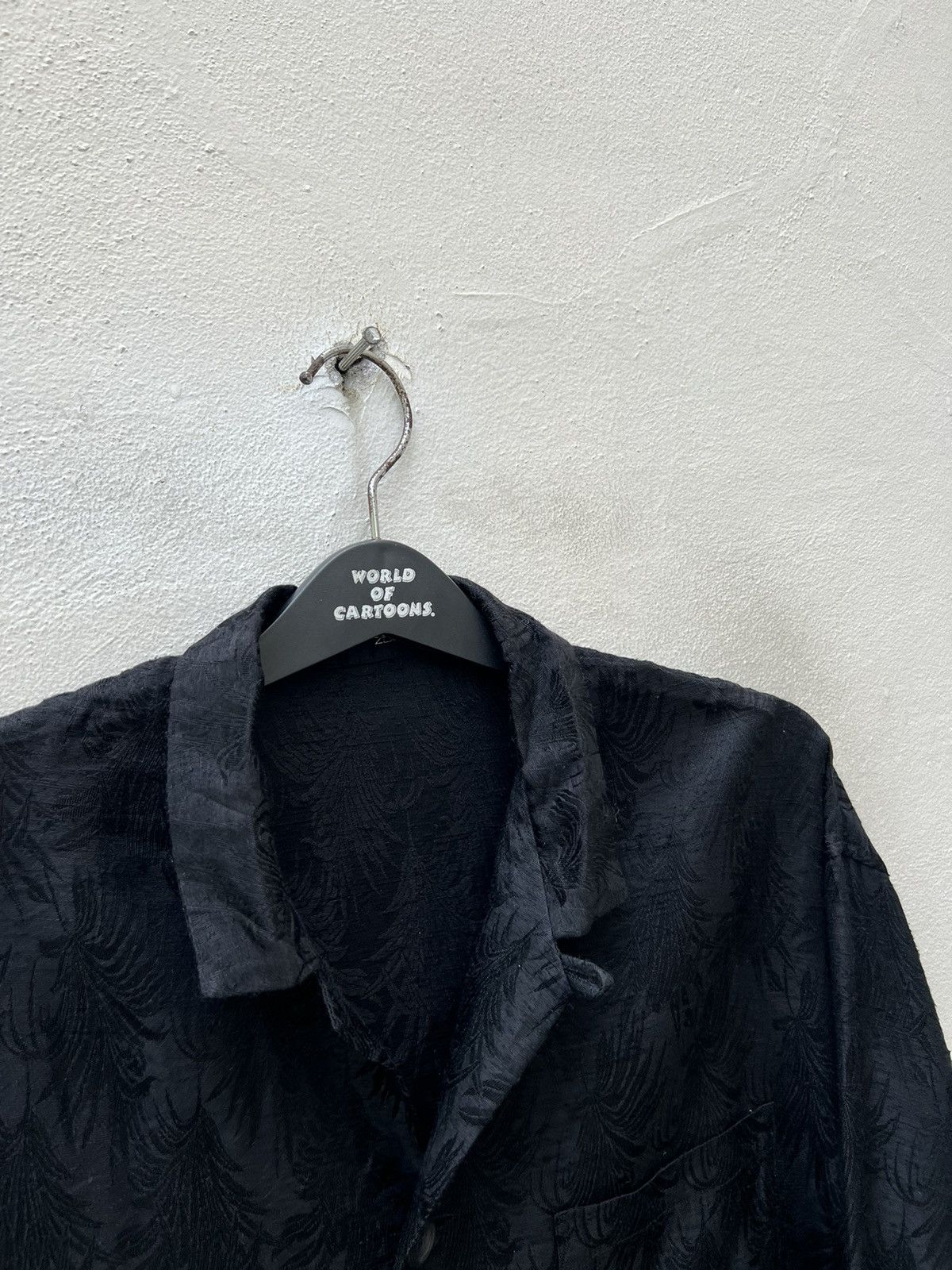Johnbull Vintage 80s John Bull Zou Zou Raw Silk Black Jacquard Shirt Size US XL / EU 56 / 4 - 7 Thumbnail