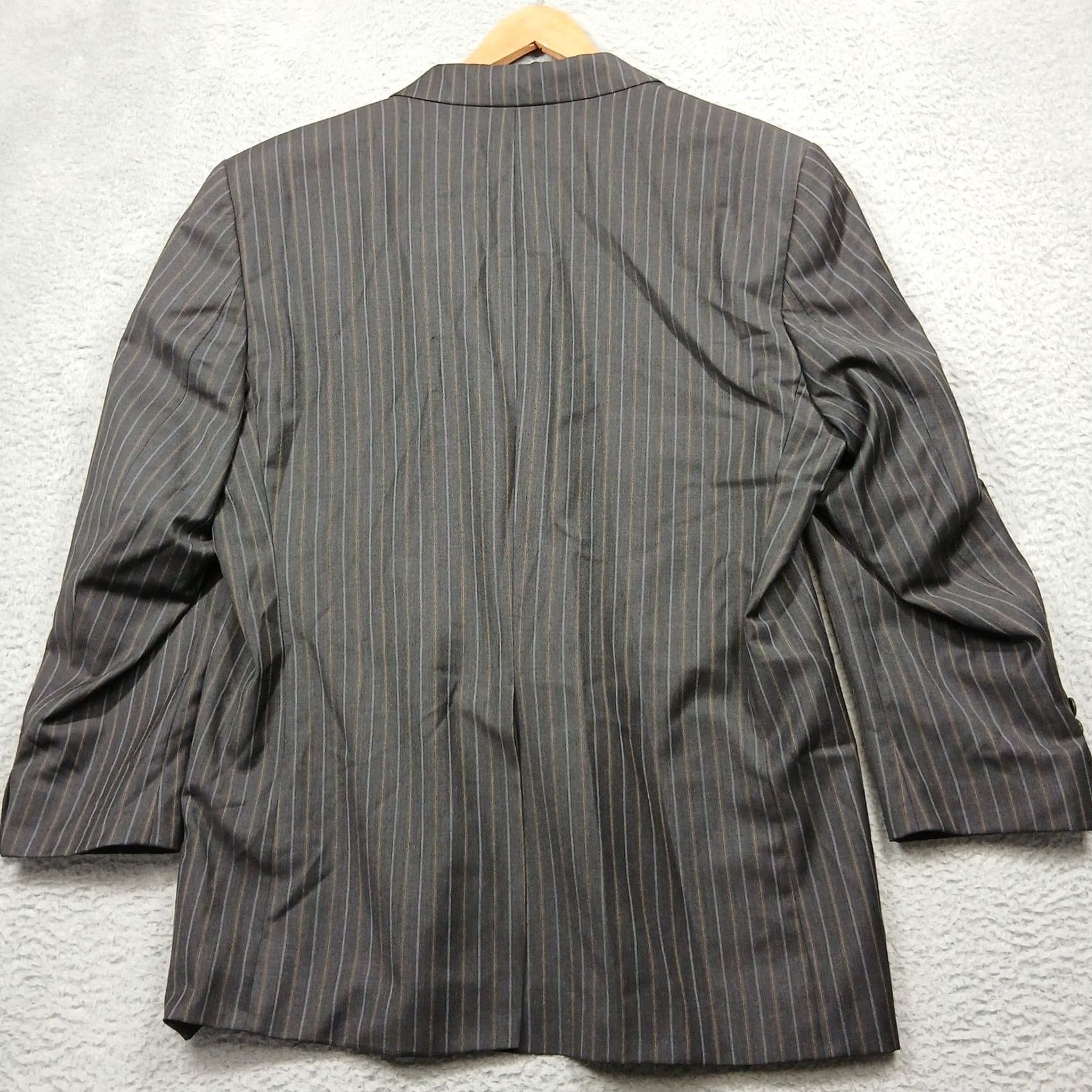 Ralph Lauren Lauren Ralph Lauren Blazer Men's 44R Gray Pinstripe Two Button Wool Size 44R - 3 Thumbnail