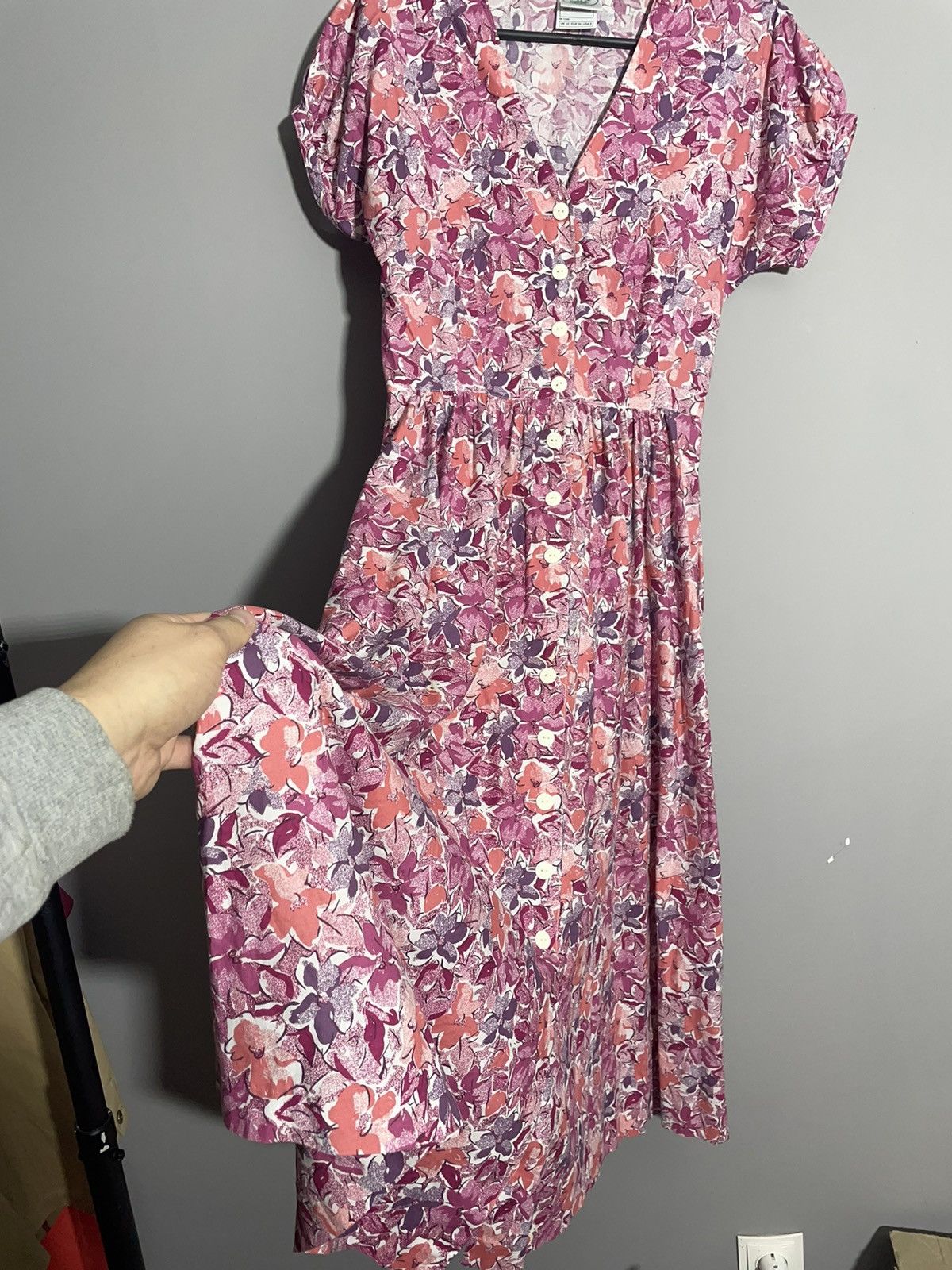 Laura Ashley × Vintage Vintage Laura Ashley 1980s dark pink floral pattern dress Size M / US 6-8 / IT 42-44 - 2 Thumbnail