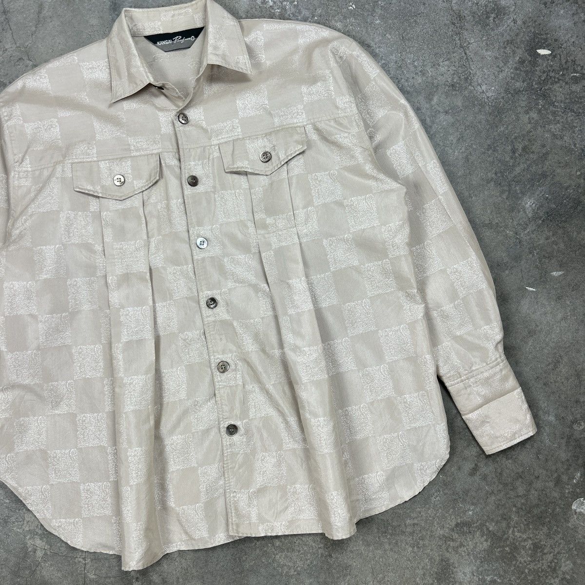 Japanese Brand × Kansai Yamamoto × Vintage 1990s Kansai Profumo - Checkered Orient Size US L / EU 52-54 / 3 - 3 Thumbnail