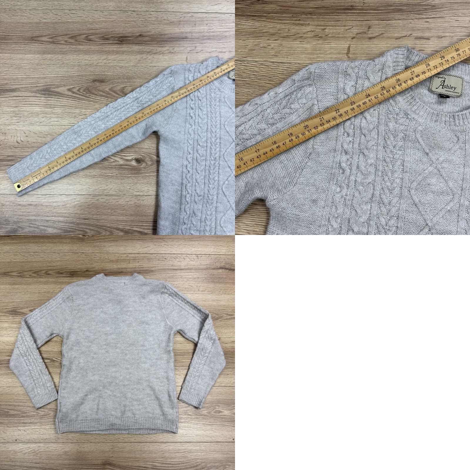 Vintage Ashley 26 International Women's Knit Sweater Pullover L Gray Cable Size L / US 10 / IT 46 - 8 Thumbnail