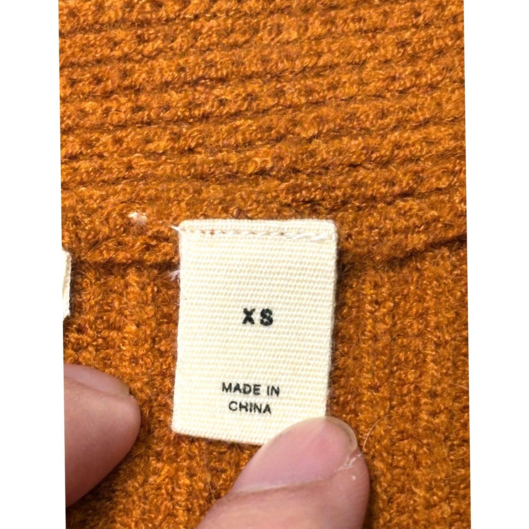 Anthropologie MOTH Anthropologie Burnt Orange Ribbed Tie Front V-Neck Sweater XS Ladies Knits Pullover Long Sleeve Knit Fall Winter Spring Casual Womens Size XS / US 0-2 / IT 36-38 - 4 Thumbnail