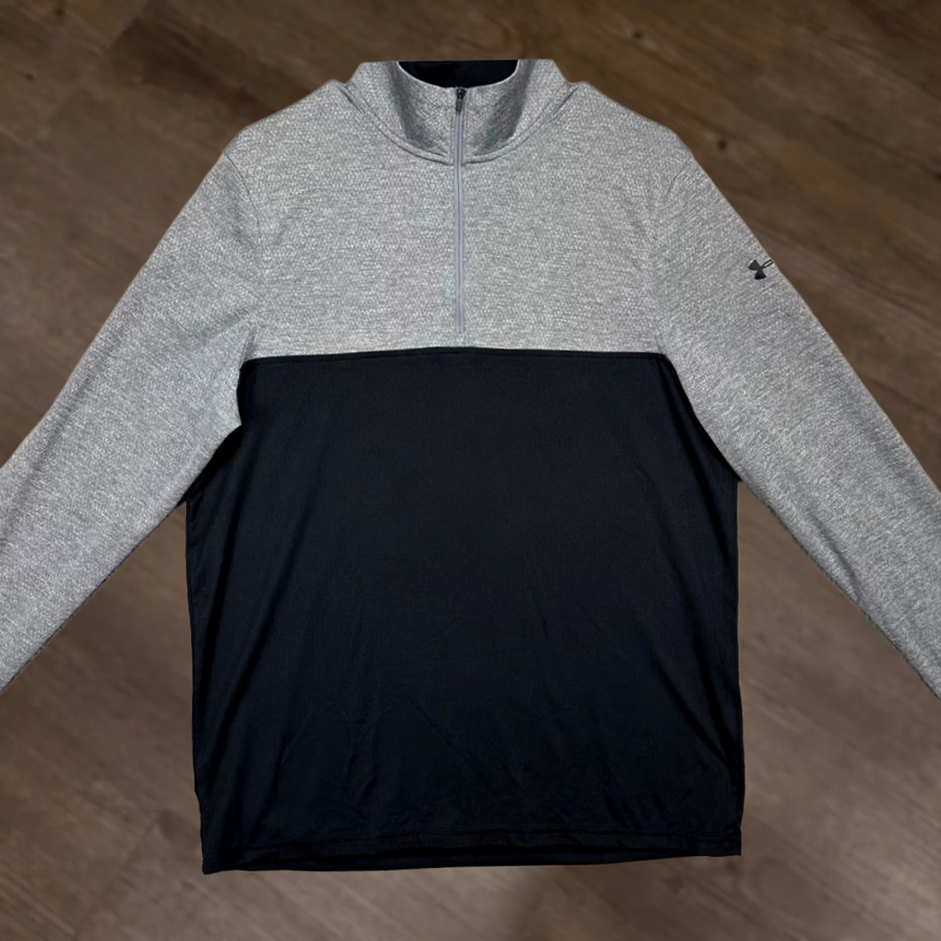 Under Armour Under Armour Sweatshirt Mens Medium Black Colorblock Quarter Zip Pullover Mock Neck Size US M / EU 48-50 / 2 - 1 Thumbnail