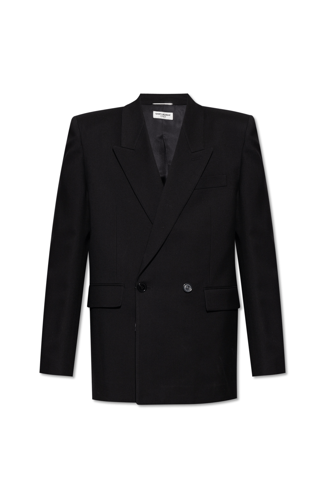 Saint Laurent Paris o1s1wg111124 Oversized Jacket in Wool Gabardine in Black Size US L / EU 52-54 / 3 - 1 Thumbnail