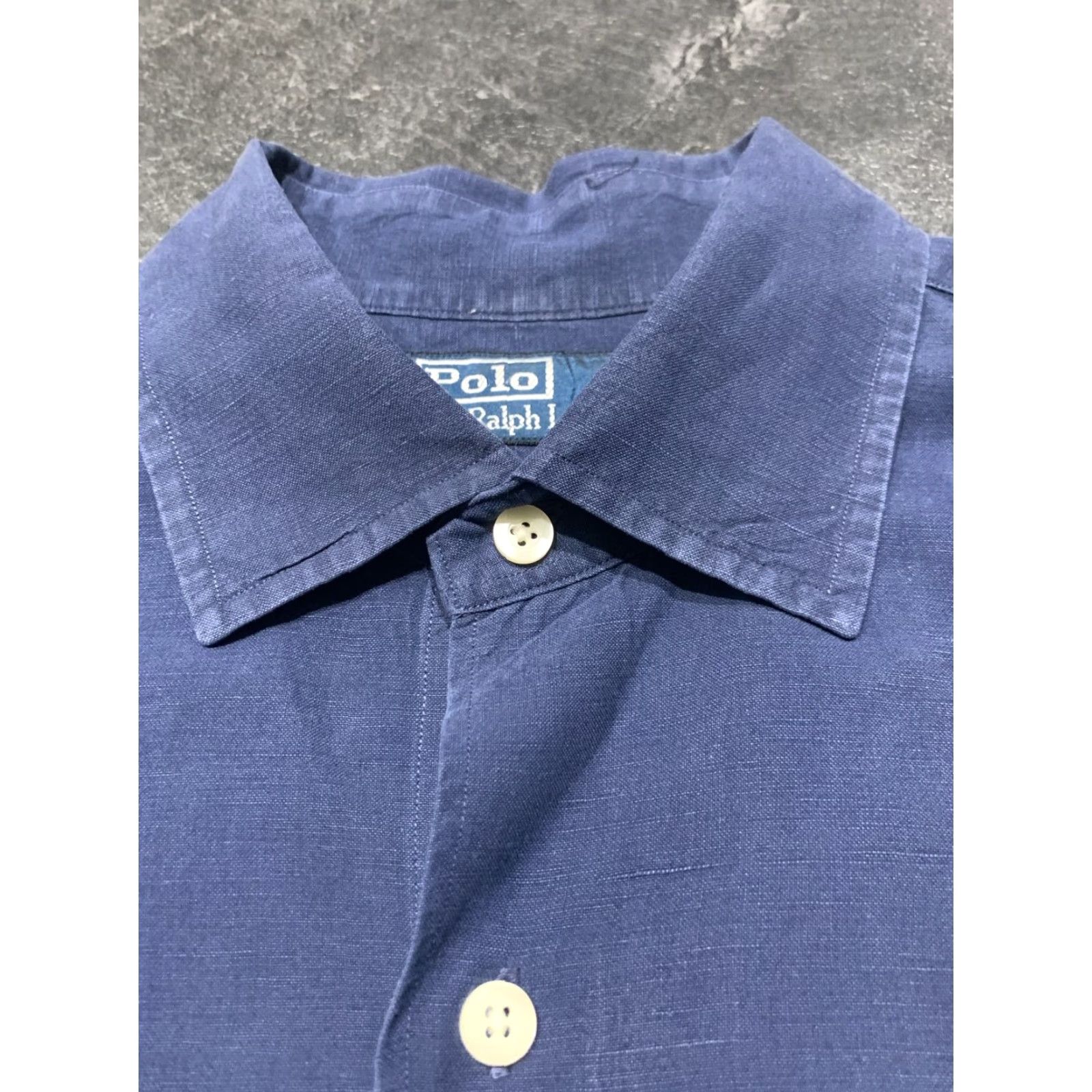 Ralph Lauren VINTAGE Ralph Lauren Linen Silk Button-Up Shirt Mens Large Blue Short Sleeve Solid 90s Preppy Size US L / EU 52-54 / 3 - 4 Thumbnail