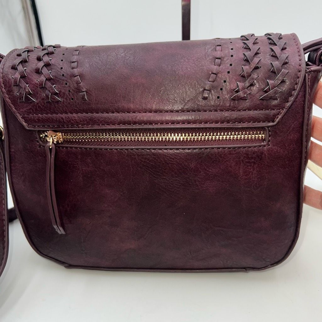 Other Madison West Faux Wine Leather Woven Flap Crossbody Bag Size ONE SIZE - 5 Thumbnail