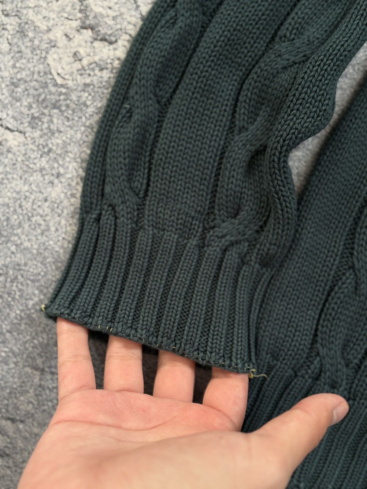 Burberry Burberry London Dark Green Cable Knit Cotton Sweater Size L Size US L / EU 52-54 / 3 - 8 Thumbnail