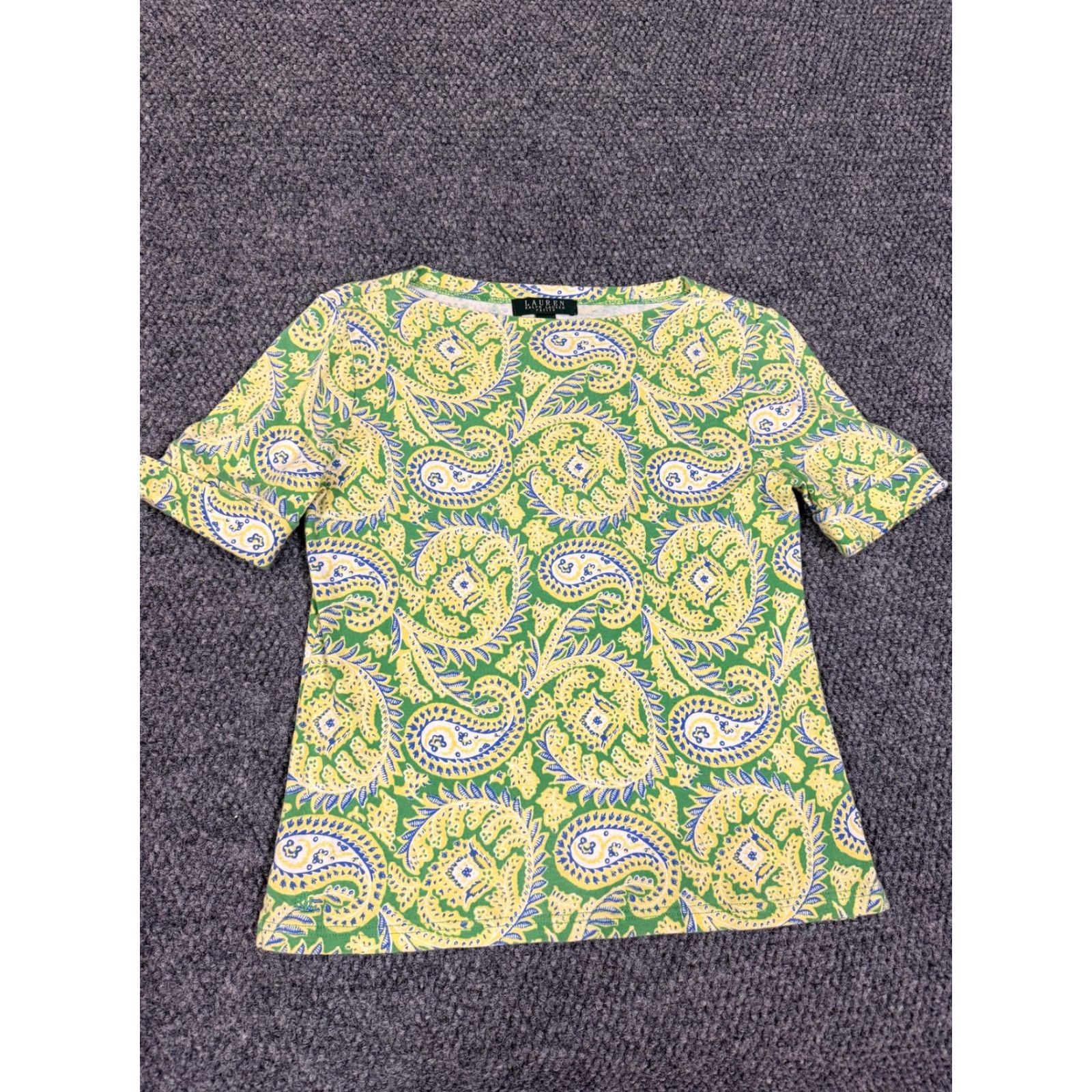 Ralph Lauren Lauren Ralph Lauren Shirt PM Green Paisley Crew Neck Short Sleeve Top Womens Size M / US 6-8 / IT 42-44 - 2 Thumbnail