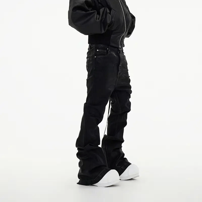 Vintage Street Vintage Rock Brushed Wax Coated Micro Flare Y2K Jeans Size US 34 / EU 50 - 5 Thumbnail