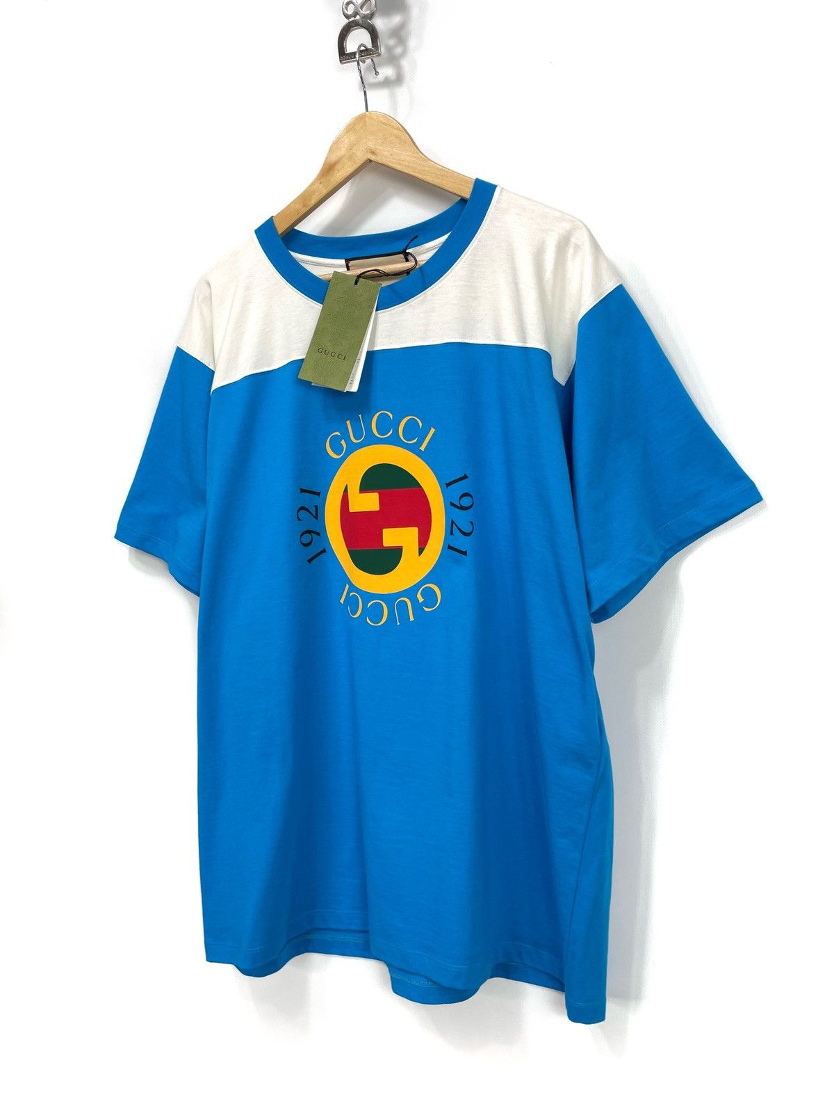 Gucci Gucci “1921” Logo Print Colorblock T-Shirt – Size L Size US L / EU 52-54 / 3 - 3 Thumbnail