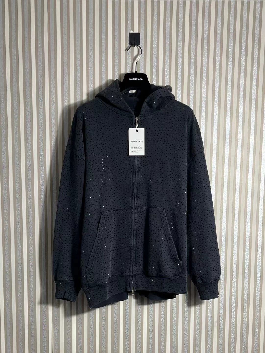 rhinestone zip-up hoodie by balenciaga