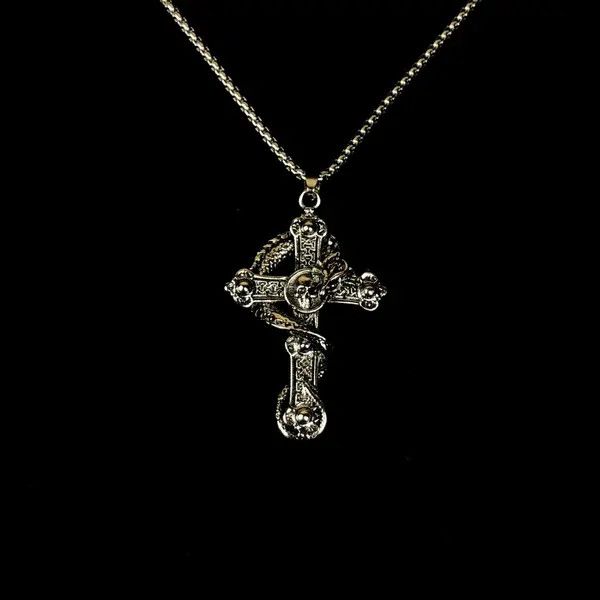 Jewelry Dragon Skull Cross Necklace Punk Chain Size ONE SIZE - 2 Thumbnail