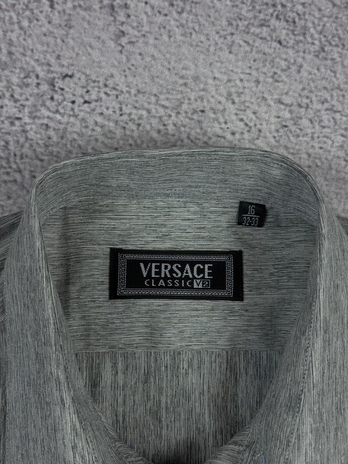 Designer × Versace × Vintage Vintage Versace Classic V2 Gray Melange Long Sleeve Shirt Size US M / EU 48-50 / 2 - 6 Thumbnail