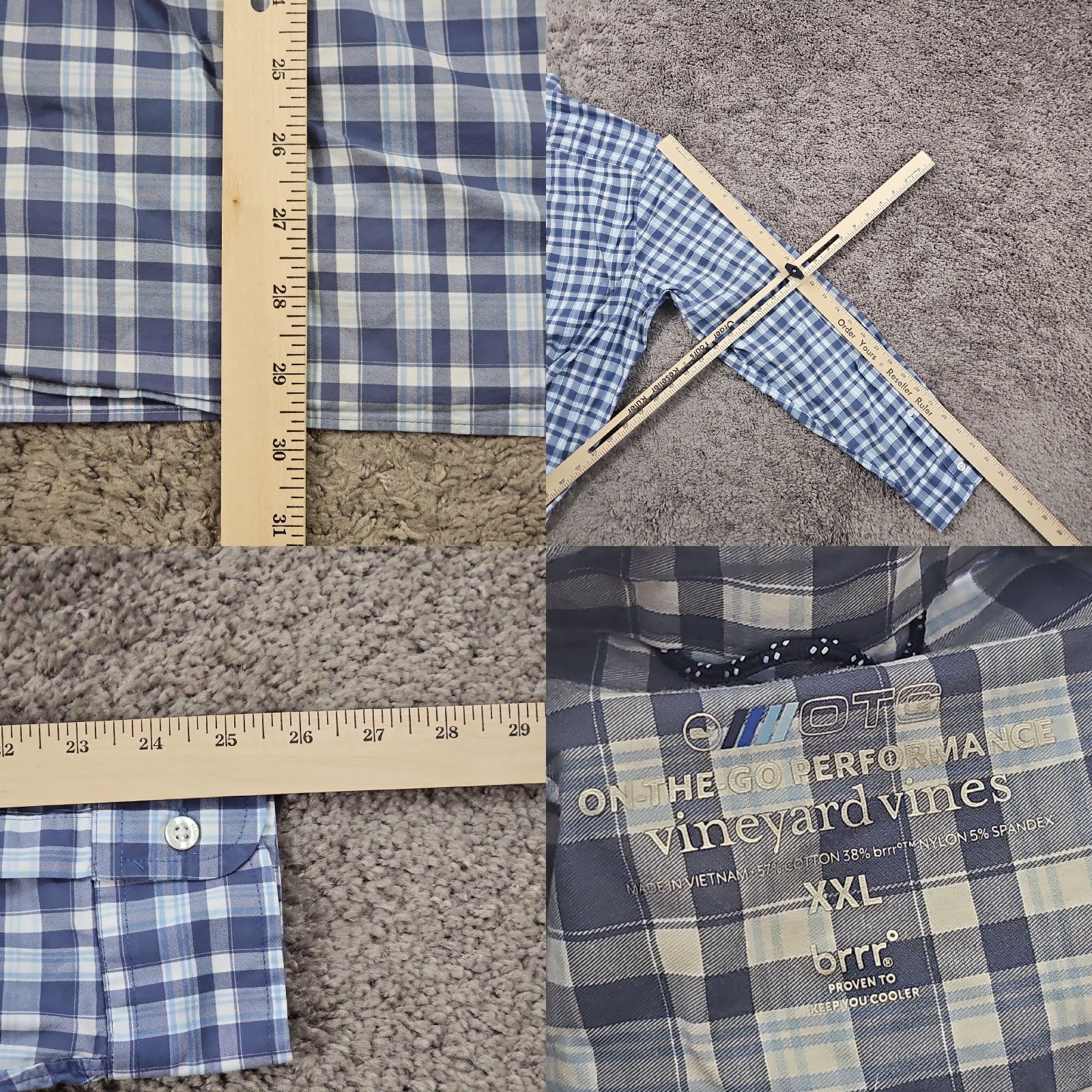Vineyard Vines VINEYARD VINES Shirt Mens 2XL Blue Plaid Stretch Wicking Performance Long Sleeve Button-Up Casual Preppy Size US XXL / EU 58 / 5 - 8 Thumbnail