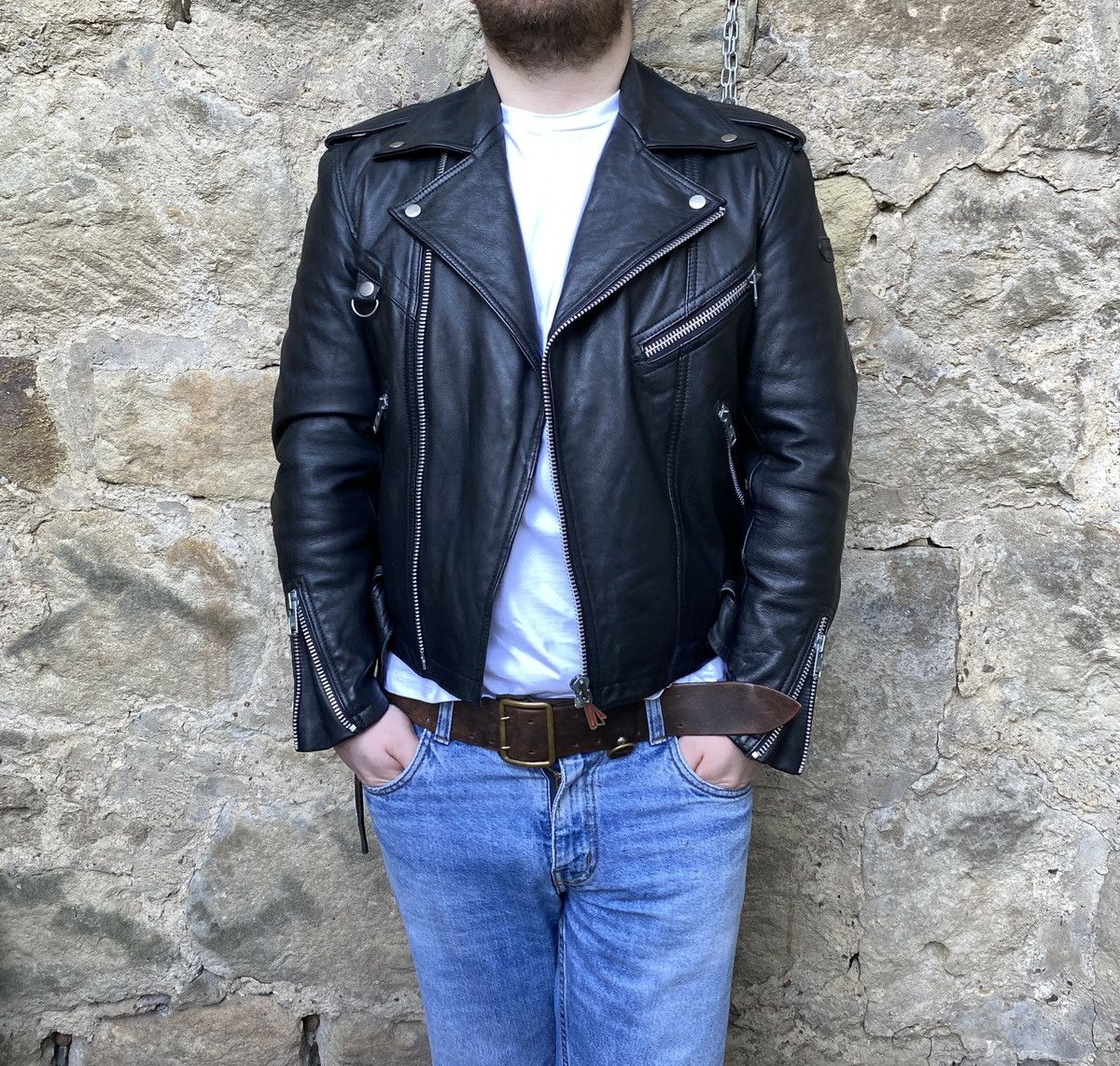 Vintage Rare Vintage 80s Hein Gericke Metalhead Leather Biker Jacket Size US M / EU 48-50 / 2 - 2 Thumbnail