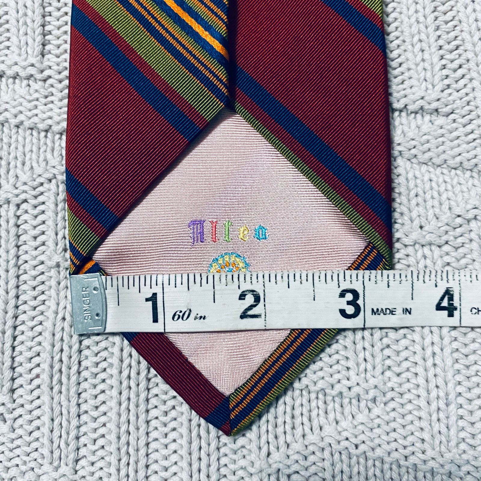 Altea Altea maroon stripe silk tie Size ONE SIZE - 5 Thumbnail