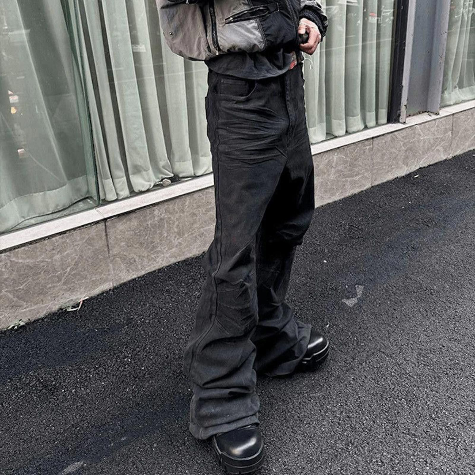 Other Black Stacked Flared Waxed Jeans Size US 28 / EU 44 - 4 Thumbnail