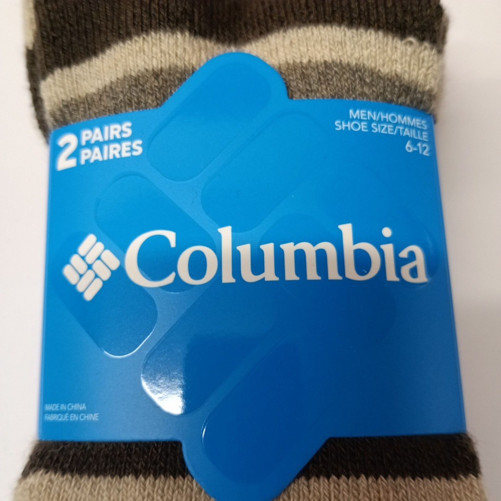 Columbia Columbia 2 Pack Brown Striped Wool Crew Socks Mens Size 6-12 Size ONE SIZE - 3 Thumbnail