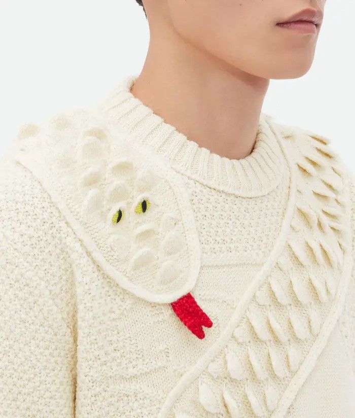 Bottega Veneta o1loc1c1025 772503 Snake Scales Wool Knit Jumper Sweater Size US XS / EU 42 / 0 - 6 Thumbnail