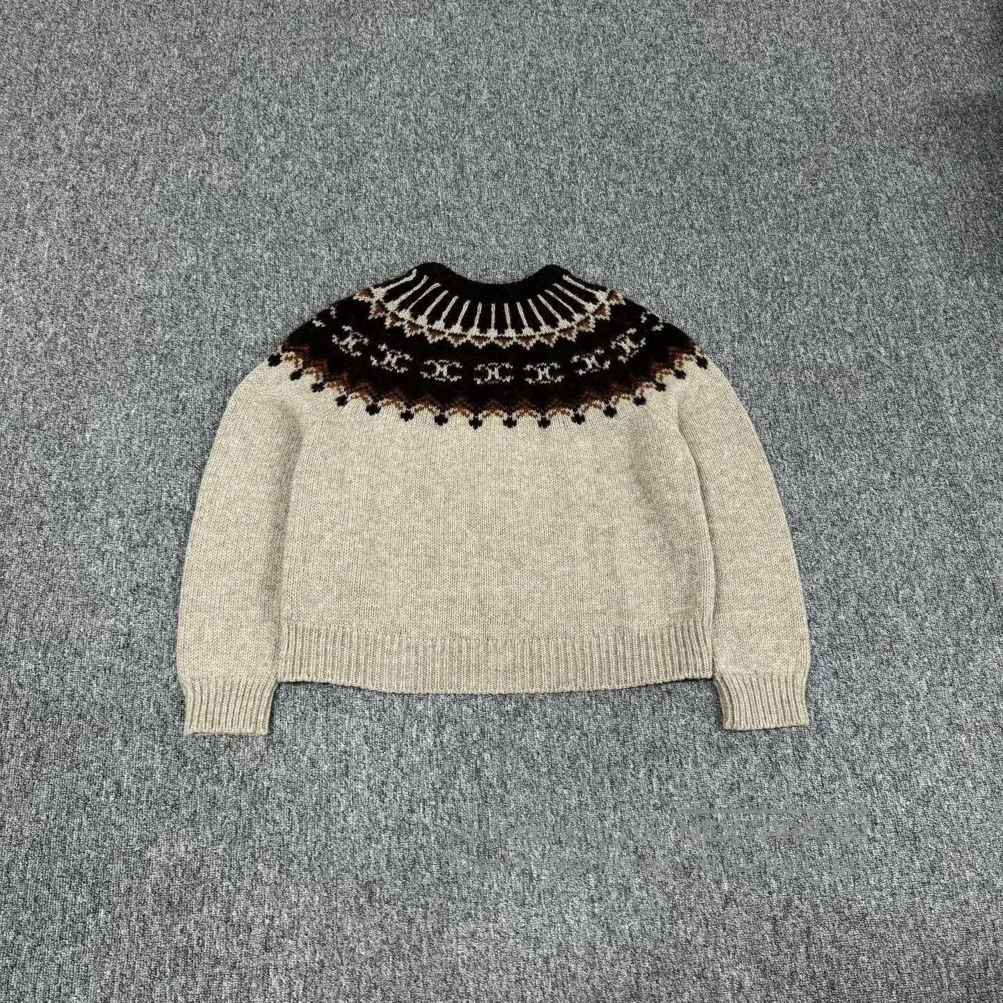 Celine CELINE Fair Island Triumphal Arch jacquard knit sweater| Size US XL / EU 56 / 4 - 2 Thumbnail