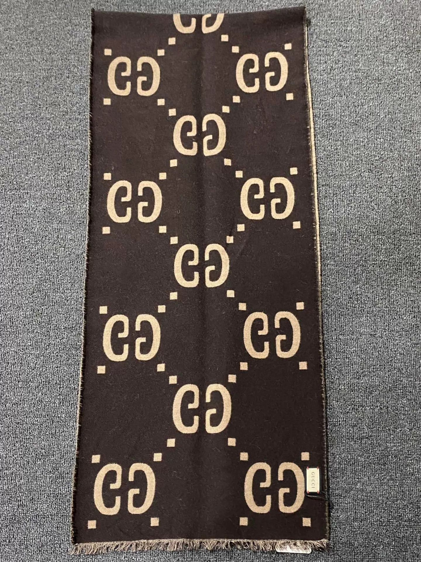 Gucci GUCCI caramel double-sided all-over print wool scarf 99 New Size ONE SIZE - 3 Thumbnail
