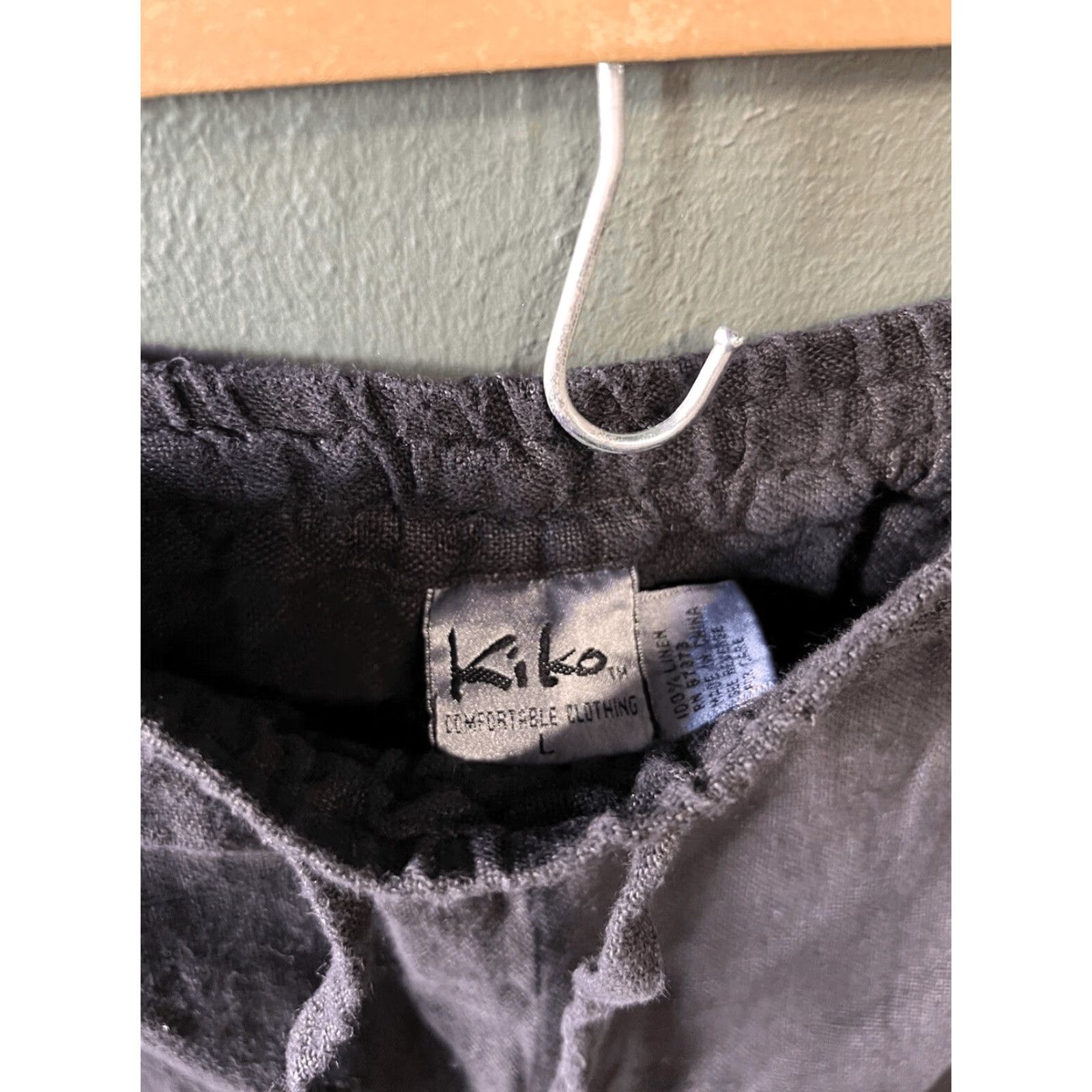 Vintage Kiko Comfortable Clothing Womens Black Linen Pants Pull On Wide-Leg Cropped NWT Size L Size 36" / US 14 / IT 50 - 3 Thumbnail