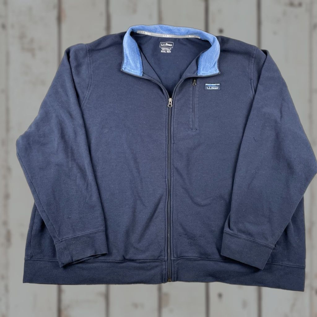 Vintage VINTAGE L.L.Bean Traditional Fit Men’s 3XL Navy Blue Full Zip Collared Sweatshirt Size US XXL / EU 58 / 5 - 1 Thumbnail